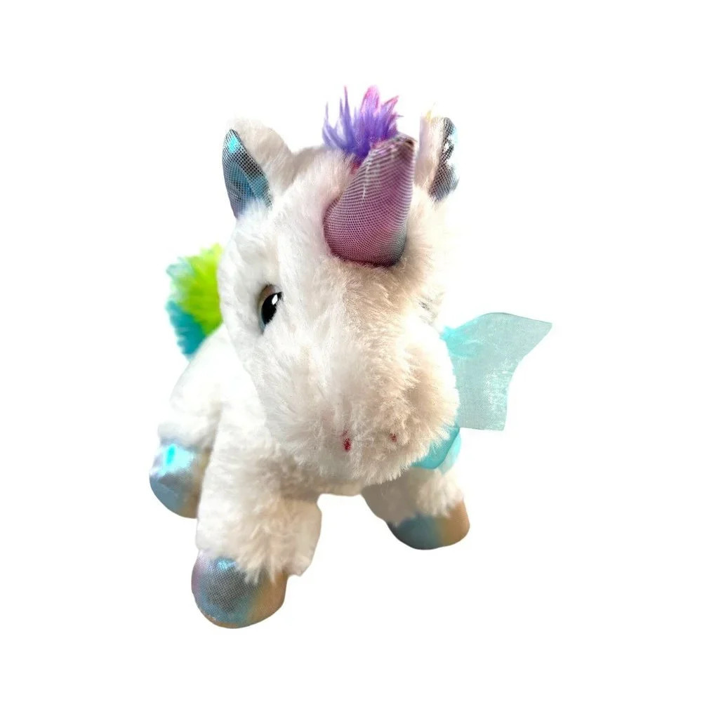 MTY International Plush Stuffed Animal Unicorn Small Toy White Multicolored 6.5